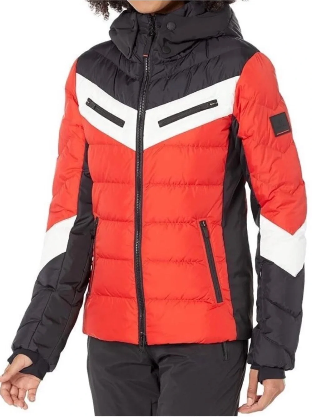 Bogner Fire+Ice Red, Black & White Puffer Jacket - Hooded ski Coat
